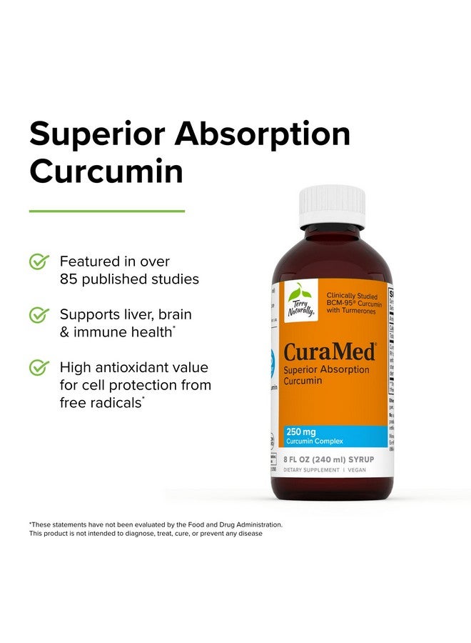 Terry Naturally CuraMed Syrup - 8 fl oz - 250 mg Superior Absorption Curcumin Complex - Non-GMO, Vegan, Gluten Free - 48 Servings - Image 4