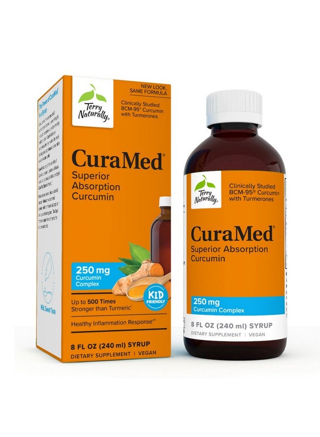 Terry Naturally CuraMed Syrup - 8 fl oz - 250 mg Superior Absorption Curcumin Complex - Non-GMO, Vegan, Gluten Free - 48 Servings - Image 1