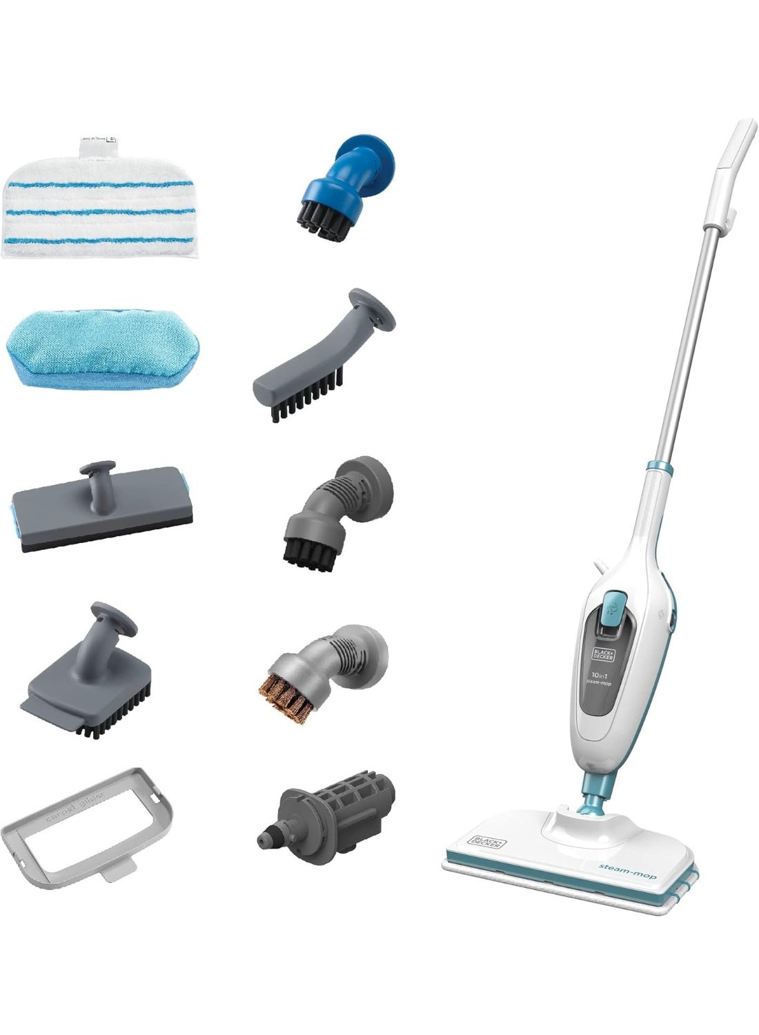 Black & Decker 1300W 10-in-1 Electric Steam Mop with 10 attachments White FSMH13E10-B5 1300 W FSMH13E10-B5 white