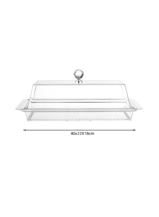 اباريك الصفا حامل كيك أكريليك مستطيل الشكل متعدد الوظائف مع غطاء شفاف - Image 4