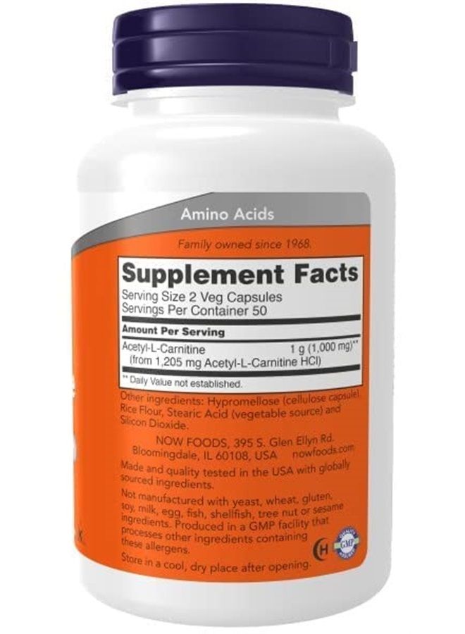 Now Foods Acetyl L-Carnitine 500 mg 100 caps - Image 2