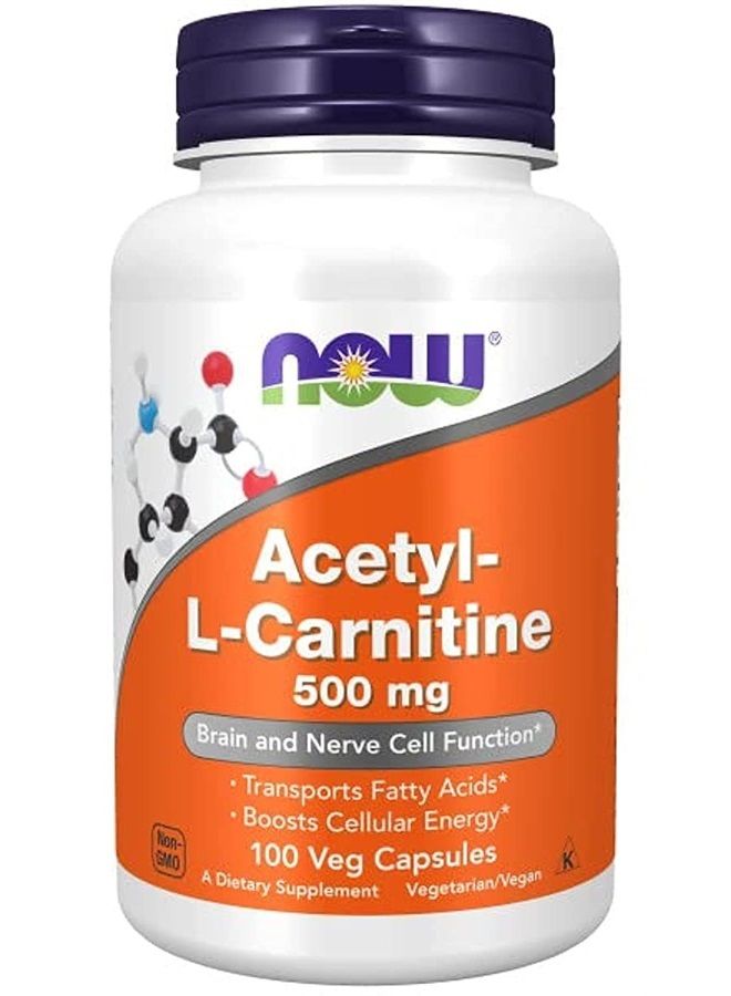 Now Foods Acetyl L-Carnitine 500 mg 100 caps - Image 1