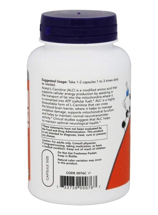 Now Foods Acetyl L-Carnitine 500 mg 100 caps - Image 4