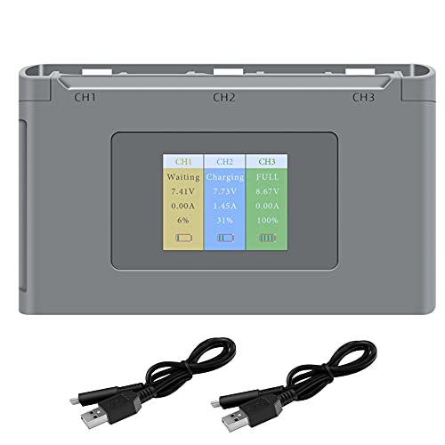 Hanatora Display Two-Way Battery Charging Hub for DJI Mini 4K/2/SE/2 SE Drone,Check Battery Level,Charge Three Batteries in Sequence,Charger Accessories - Image 1