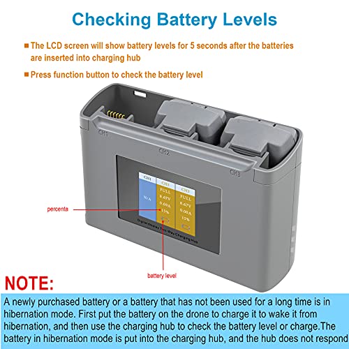 Hanatora Display Two-Way Battery Charging Hub for DJI Mini 4K/2/SE/2 SE Drone,Check Battery Level,Charge Three Batteries in Sequence,Charger Accessories - Image 4