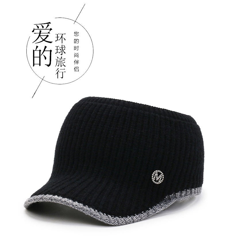 Men Winter Cap Middle-aged Fashion Youth Outdoor Warm Flat Top Hat - Image 2