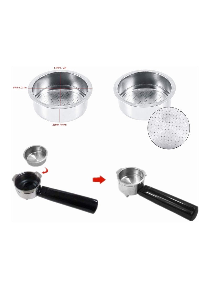 SYOSI - Stainless Steel Non Pressurized Filter, 1Pcs Strainer 51mm Coffee Filter Basket Reusable Coffee Filter For Coffee Machine Breville Delonghi Krups GUSTINO Machine Fitting - Image 1