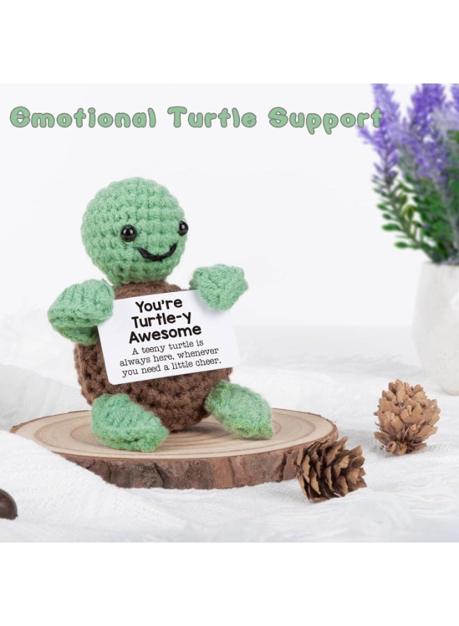 كوفوز هدايا السلحفاة الإيجابية المضحكة الصغيرة المضحكة - دمى كروشيه لطيفة للحياة، هدايا ملهمة للنساء أعياد ميلاد الرجال، ديكو تحفيزي عاطفي - Image 2