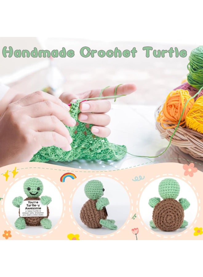 كوفوز هدايا السلحفاة الإيجابية المضحكة الصغيرة المضحكة - دمى كروشيه لطيفة للحياة، هدايا ملهمة للنساء أعياد ميلاد الرجال، ديكو تحفيزي عاطفي - Image 3