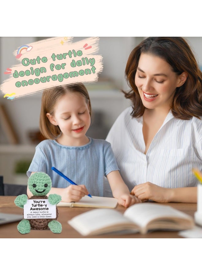 كوفوز هدايا السلحفاة الإيجابية المضحكة الصغيرة المضحكة - دمى كروشيه لطيفة للحياة، هدايا ملهمة للنساء أعياد ميلاد الرجال، ديكو تحفيزي عاطفي - Image 5