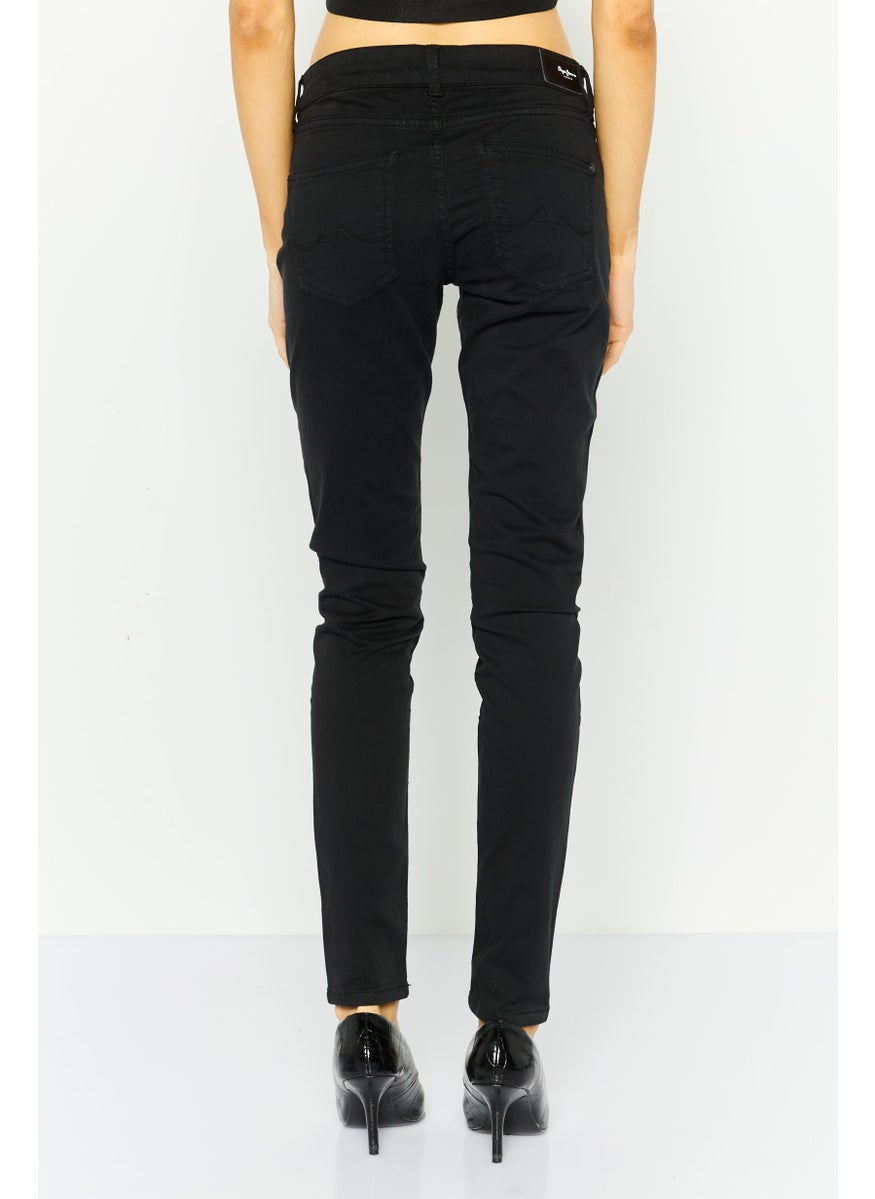 Pepe Jeans Women Slim Fit Solid Stretchable Jeans, Black  - Image 2