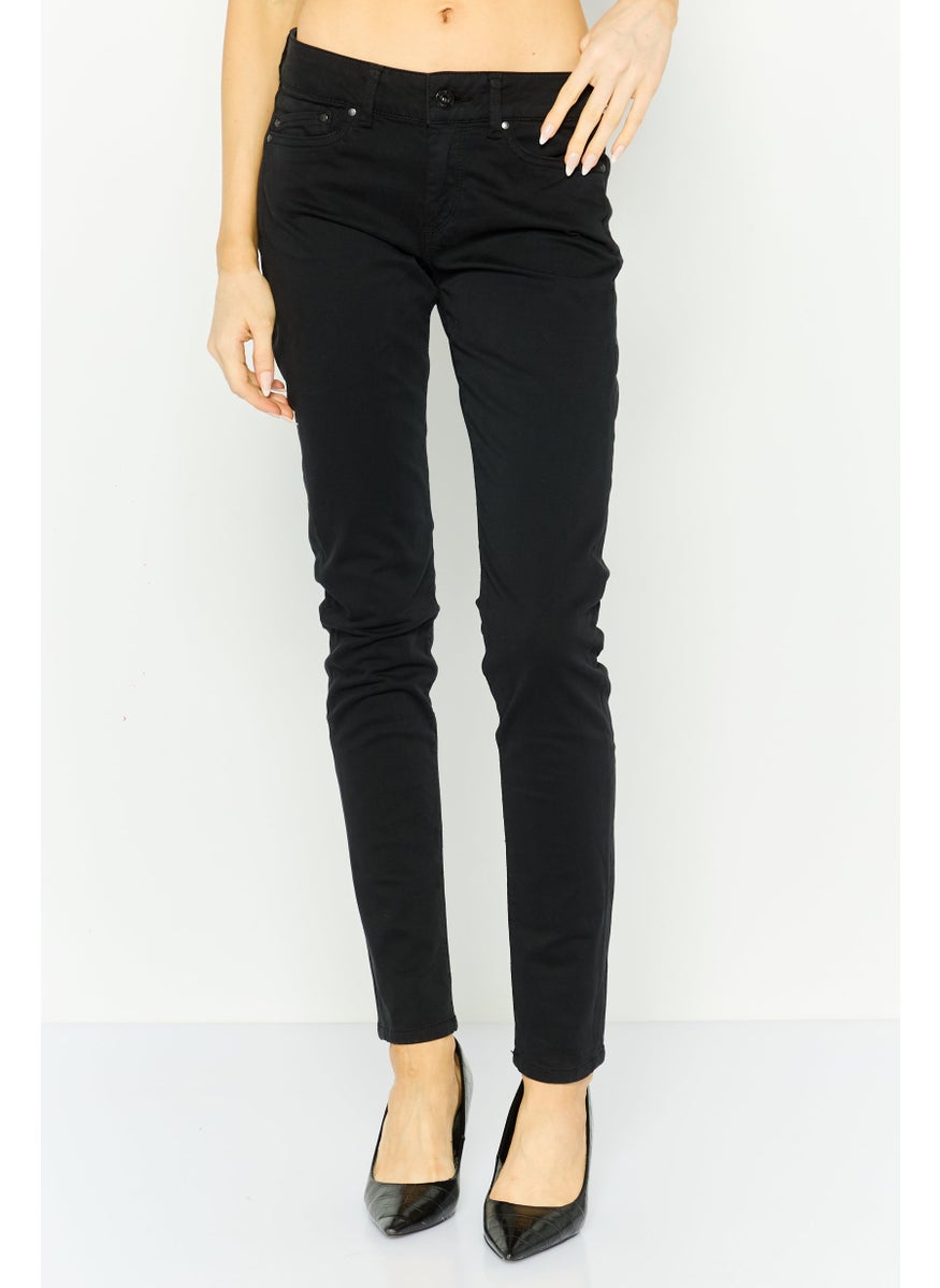 Pepe Jeans Women Slim Fit Solid Stretchable Jeans, Black  - Image 1