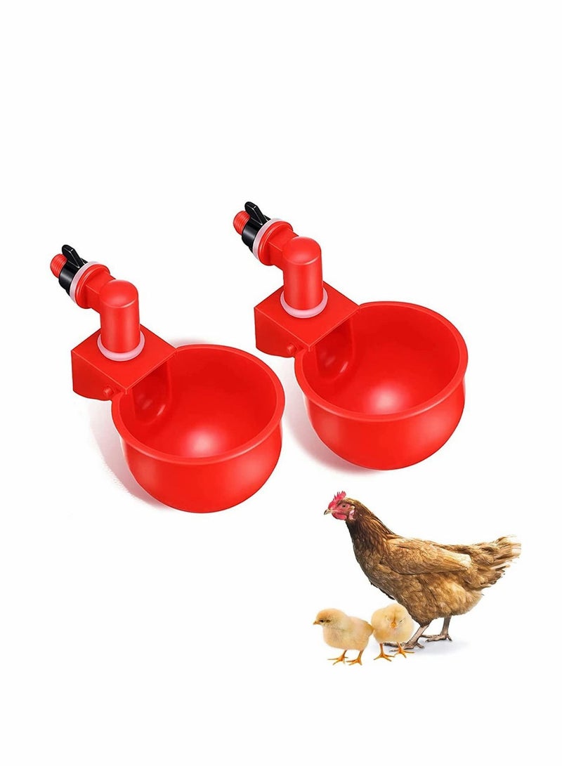 Y&D Chicken Water Cups, 2 Pcs Watering Cup, Thread Automatic Filling Waterer Poultry Drinking Bowl Feeder Cup for Duck Turkey Rabbit - Image 1