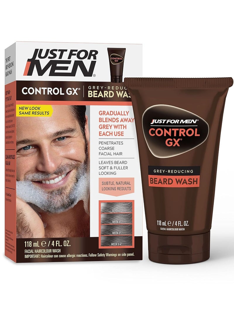 Just For Men Control GX Grey Reducing Beard Wash Shampoo, Gradually Colors Mustache and Beard  - Image 1