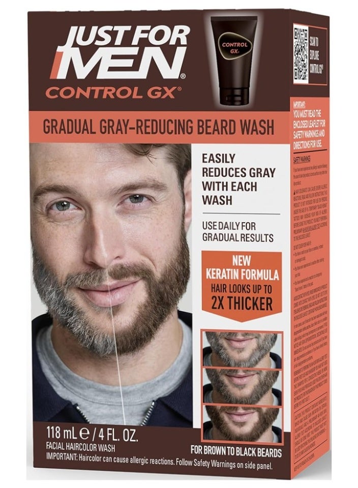Just For Men Control GX Grey Reducing Beard Wash Shampoo, Gradually Colors Mustache and Beard - Image 1