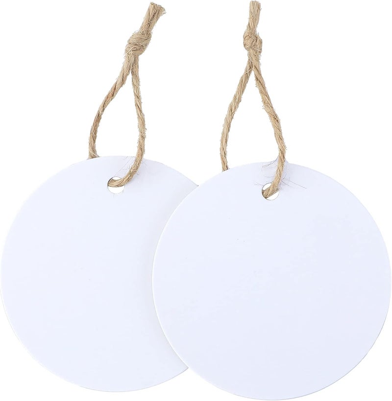 g2plus 100PCS White Gift Tags with String，2.2'' Round Paper Tag Blank Hang Tag Circle Tags with Holes for Craft Projects, Xmas Gift, DIY Wedding Favor Bag - Image 4
