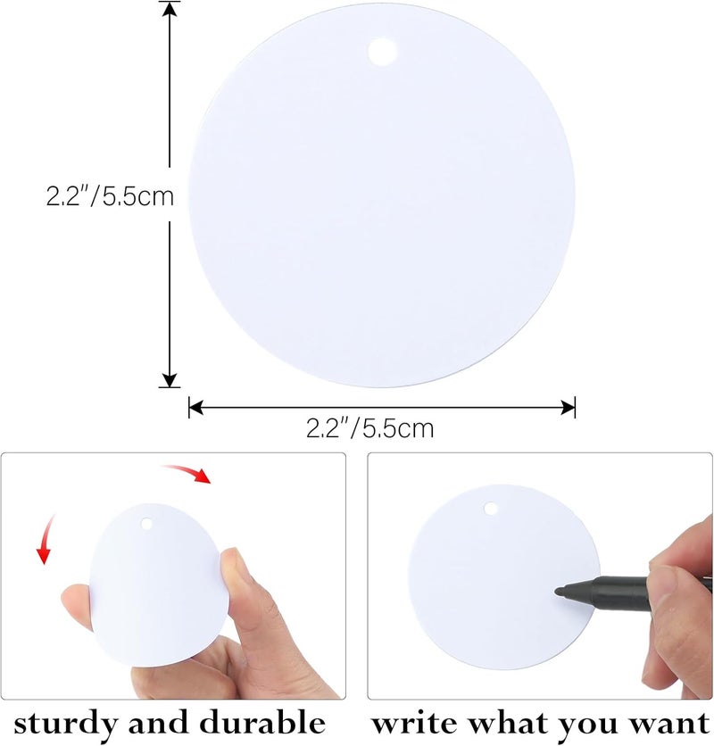 g2plus 100PCS White Gift Tags with String，2.2'' Round Paper Tag Blank Hang Tag Circle Tags with Holes for Craft Projects, Xmas Gift, DIY Wedding Favor Bag - Image 2