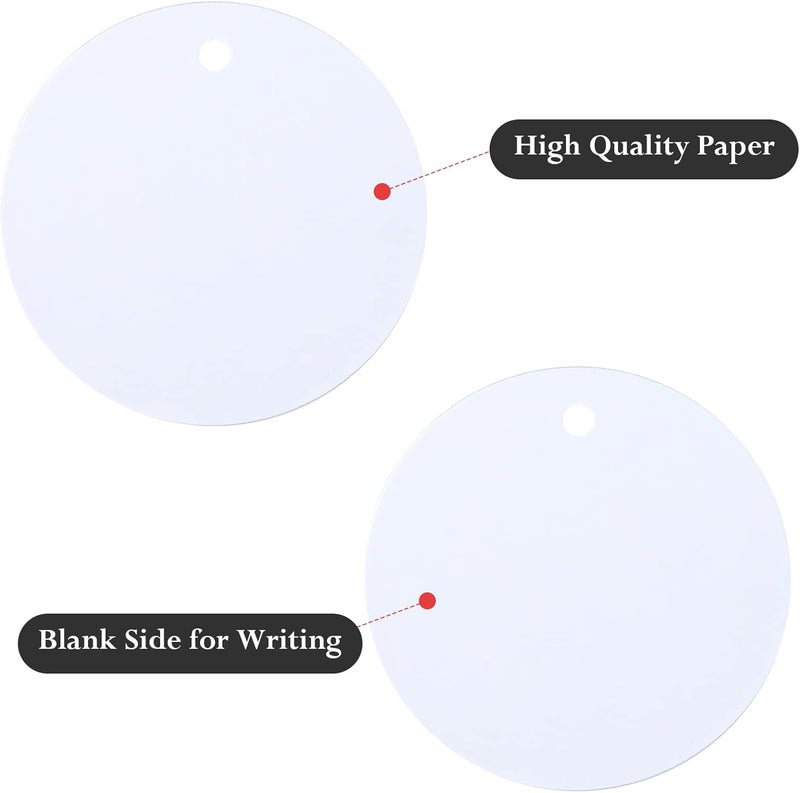 g2plus 100PCS White Gift Tags with String，2.2'' Round Paper Tag Blank Hang Tag Circle Tags with Holes for Craft Projects, Xmas Gift, DIY Wedding Favor Bag - Image 3
