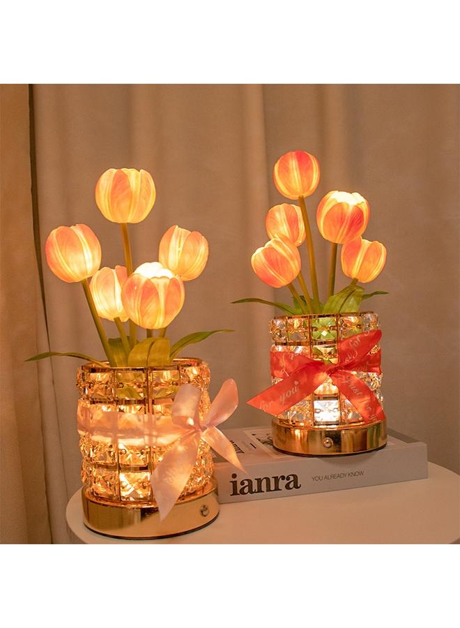 Bluejw New Crystal Table Lamp Simulation Tulip Potted Plant Decoration Ornaments Wedding Lamp Bedside Lamp Light Luxury High Sense Atmosphere Lamp - Image 2
