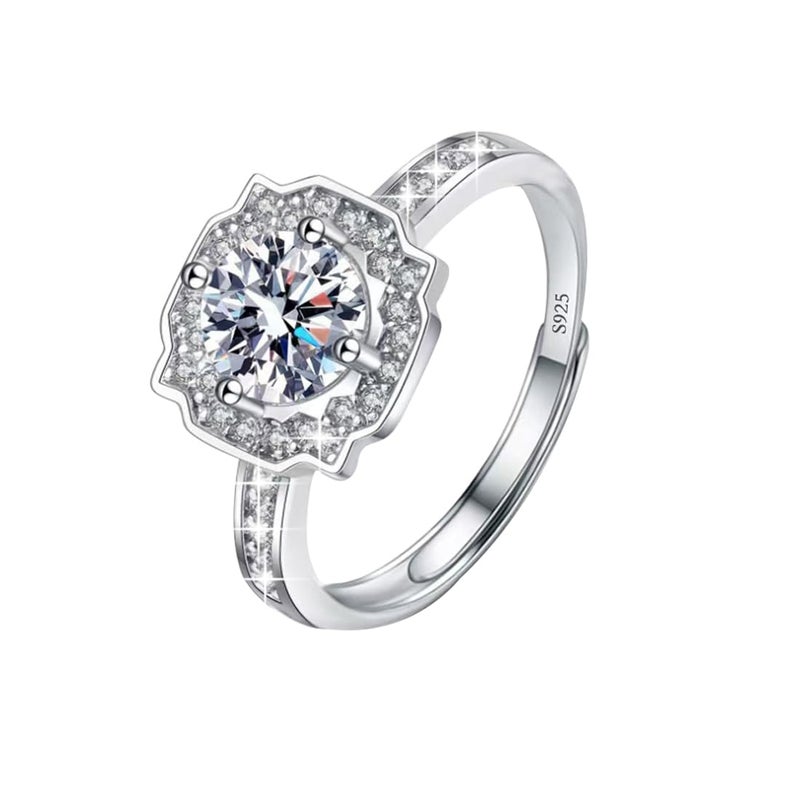 Luckilemon Moissanite Adjustable Engagement Ring, Promise Eternity Ring for Women,Wedding Rings,Jewelry Gift,Friendship Promise Fashion Jewelry Valentine Gifts for Women - Image 1