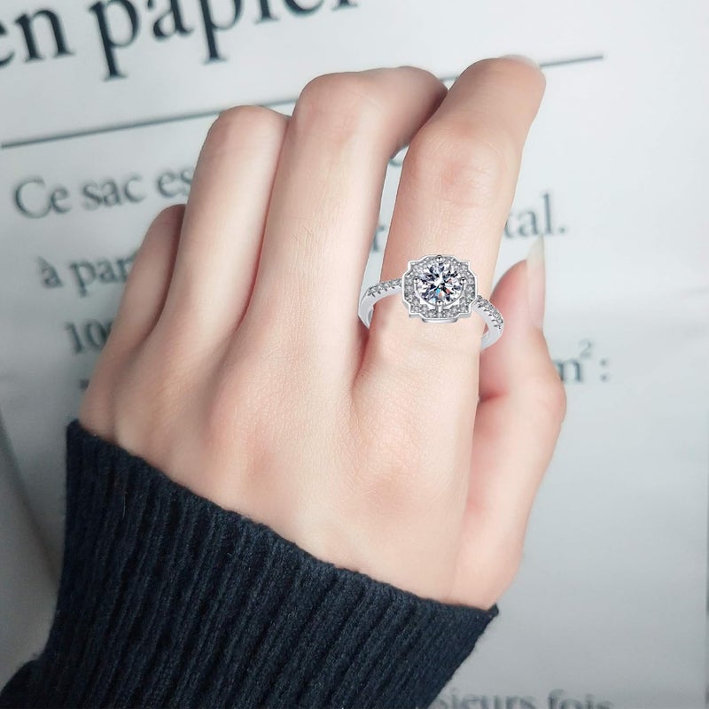 Luckilemon Moissanite Adjustable Engagement Ring, Promise Eternity Ring for Women,Wedding Rings,Jewelry Gift,Friendship Promise Fashion Jewelry Valentine Gifts for Women - Image 2