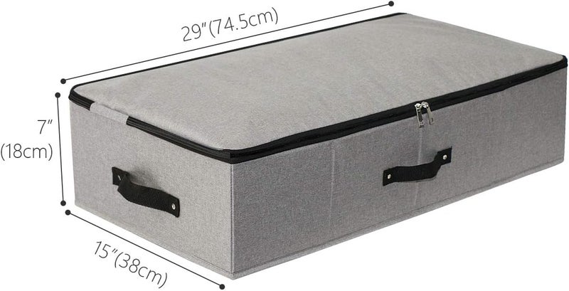 Omygarden Foldable Underbed Storage Box with Support Insert, Handles, Zipper Lid, Blankets, Clothes, Duvets, Storage Organiser for Bedroom and Closet, 74.5 × 38 × 18 cm, Dark Grey - Image 2