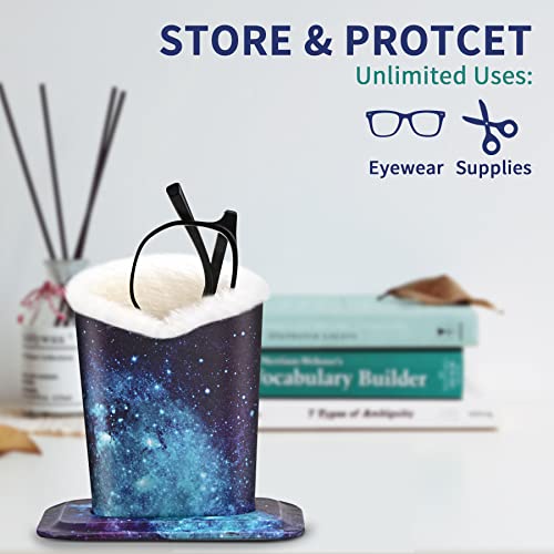 PG6 2 Pcs a Set, Plush Lined Eyeglasses Holder Stand Case Protective Glasses Case for Desks - Image 3