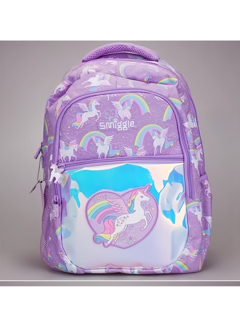 Smiggle Girl Student Cartoon Print Schoolbag Elementary and Middle School Students Children's Backpack Outdoor Leisure Bbag Backpack 42*30CM