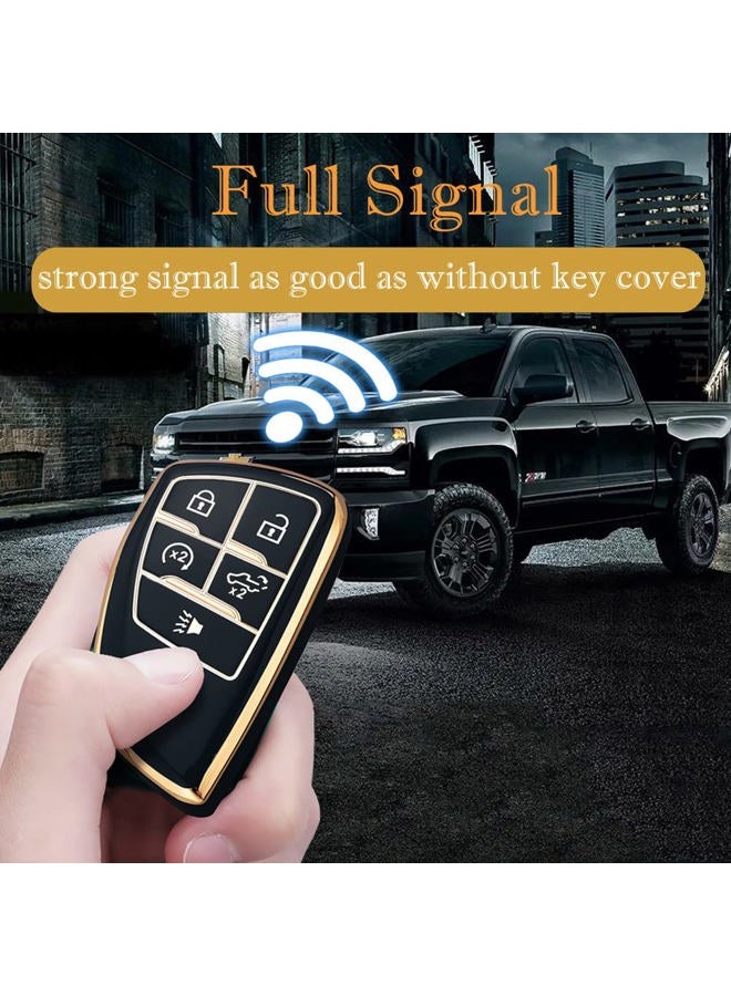 Cacacar Key Fob Cover for Ford with Keychain Explorer Edge Expedition Flex Focus Taurus Lincoln MKS MKT MKX Premium Soft TPU Full Protection Case Holder (Black) - Image 4