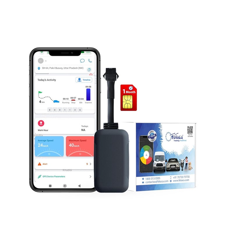 FETACA ® EC08 Wired Hidden GPS Tracker with Real-Time Live Location Tracking with More Than 20+ Features, AI Alerts - Engine On/Off for Car & Bike, Free 1-Month 4G Data SIM and Software Subscription - Image 1