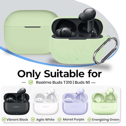 Cocoonkart Soft Silicone Case Cover for Realme Buds T310 | Buds N1 -Energizing Green - Image 2