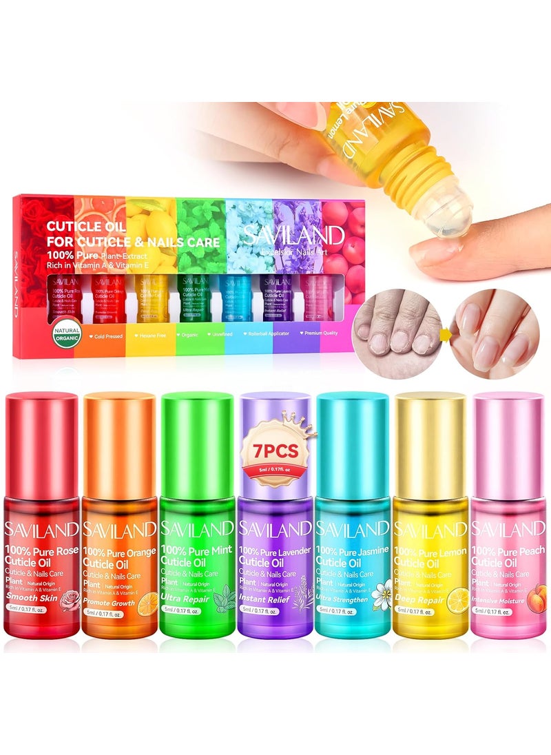 Saviland SAVILAND Vitamin E Cuticle Oil Roller 7PCS Revitalizing Cuticle Oil for Nails 100 Natural Nail Growth Oil Effective Nail Strengthener for Damaged Nail Repair Moisturizing Nail Care Home Travel Sized 