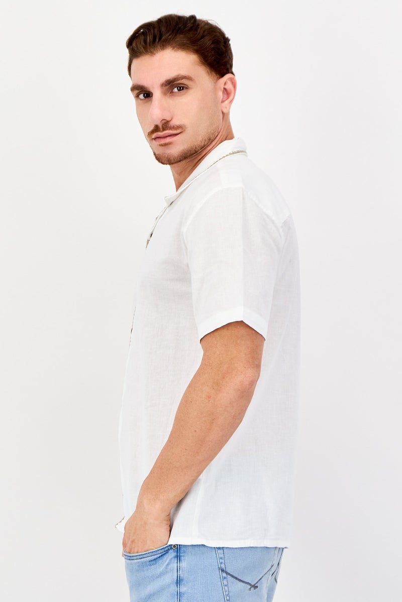 Threadbare قميص رجالي بقصة مريحة بأكمام قصيرة، أبيض - Image 3