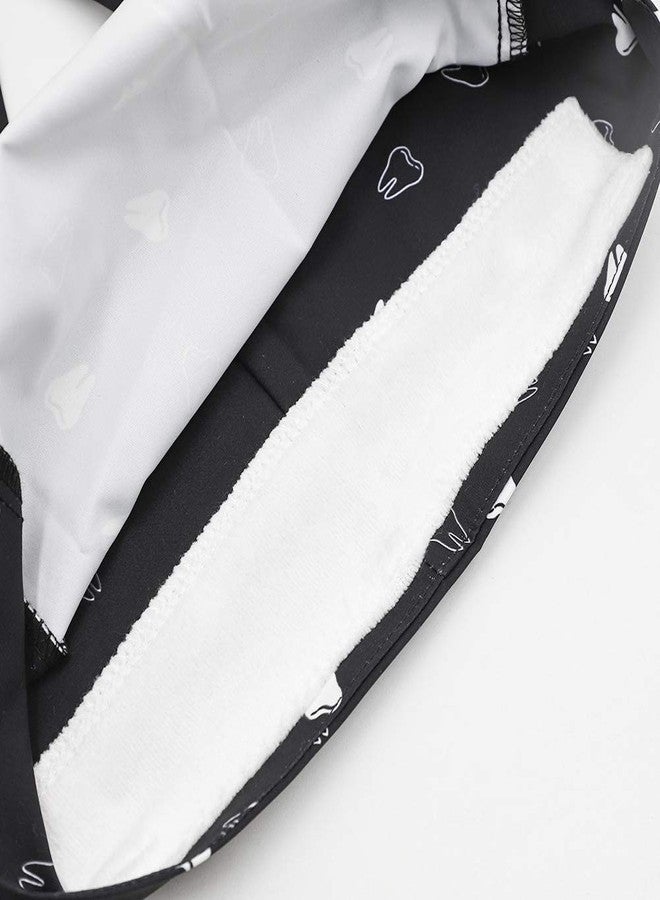 LUCKYBUNNY Gourd-Shaped Working Cap with Button, Adjustable Tie Back Hat Sweatband Hair Cover for Women Men, Multiple Color (Cute Tooth - Black) - Image 5