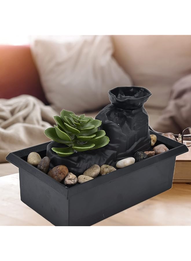 erorex Succulent Water Fountain Ornaments With Led Light Usb Decor For Home Office Table - Image 2