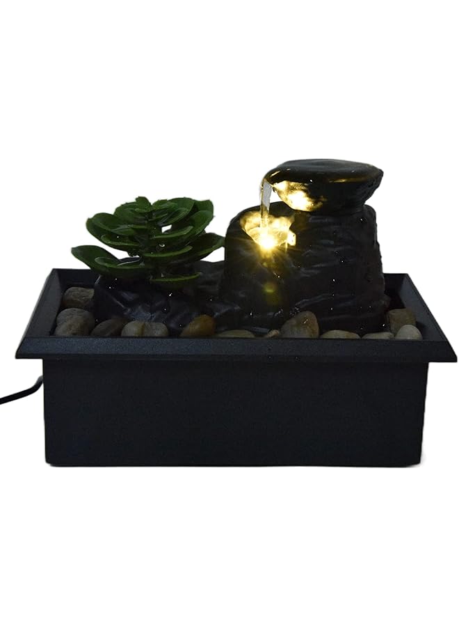 erorex Succulent Water Fountain Ornaments With Led Light Usb Decor For Home Office Table - Image 1