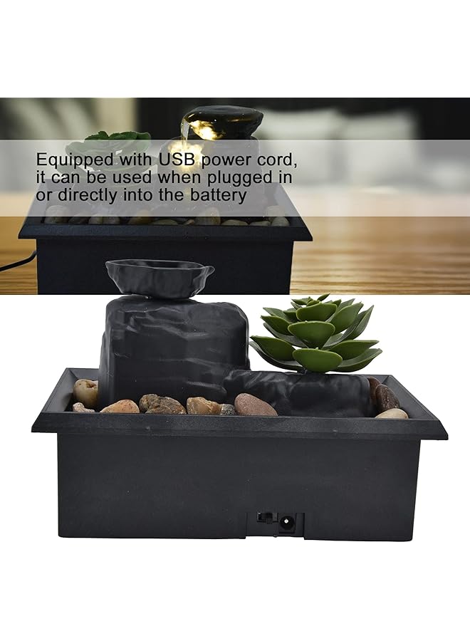 erorex Succulent Water Fountain Ornaments With Led Light Usb Decor For Home Office Table - Image 3