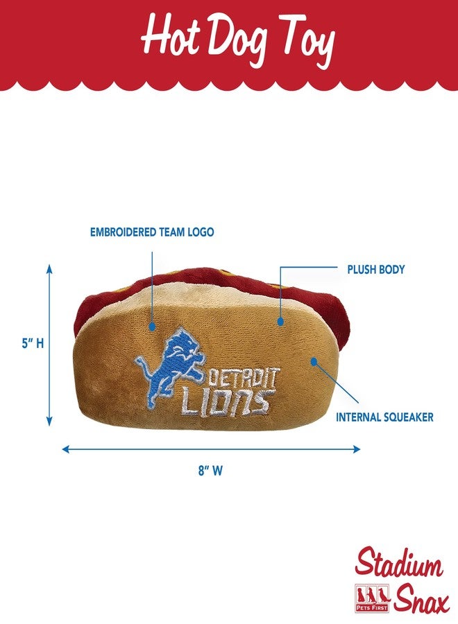 Pets First NFL Detroit Lions HOT Dog Plush Dog & CAT Squeak Toy - Cutest HOT-Dog Snack Plush Toy for Dogs & Cats with Inner Squeaker & Beautiful Football Team Name/Logo, 8 x 5 x 3 Inches - Image 3