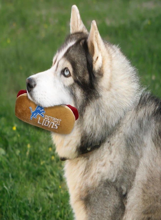 Pets First NFL Detroit Lions HOT Dog Plush Dog & CAT Squeak Toy - Cutest HOT-Dog Snack Plush Toy for Dogs & Cats with Inner Squeaker & Beautiful Football Team Name/Logo, 8 x 5 x 3 Inches - Image 4