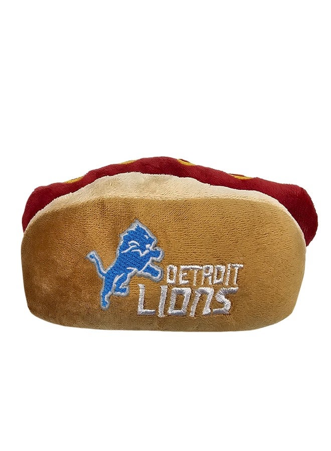 Pets First NFL Detroit Lions HOT Dog Plush Dog & CAT Squeak Toy - Cutest HOT-Dog Snack Plush Toy for Dogs & Cats with Inner Squeaker & Beautiful Football Team Name/Logo, 8 x 5 x 3 Inches - Image 1