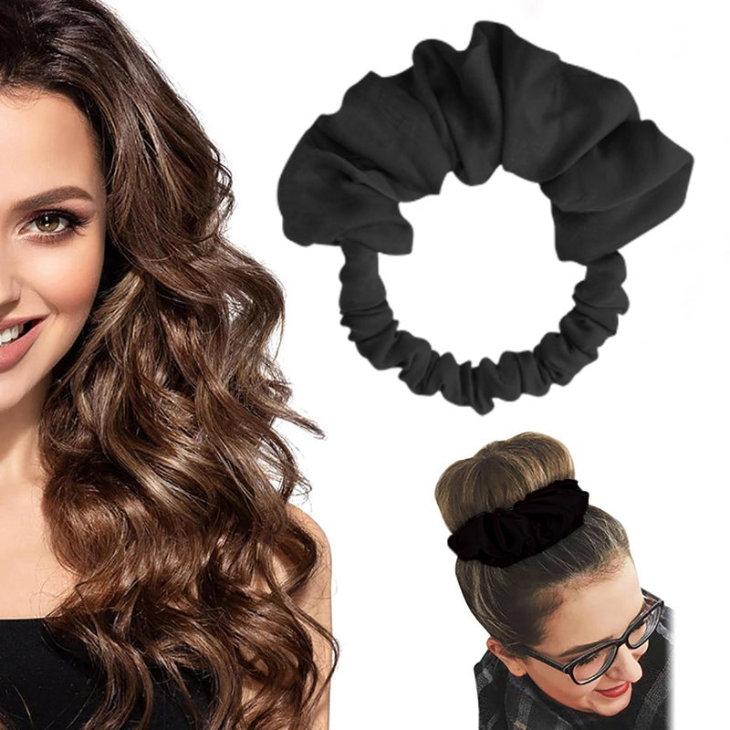 Foaryoer Overnight Hair Curlers for Long Hair | No Heat Curl Wrap with Soft Scrunchie (Black) - Image 1
