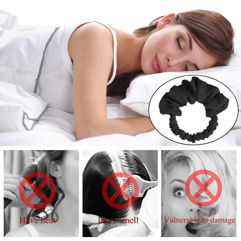 Foaryoer Overnight Hair Curlers for Long Hair | No Heat Curl Wrap with Soft Scrunchie (Black) - Image 5