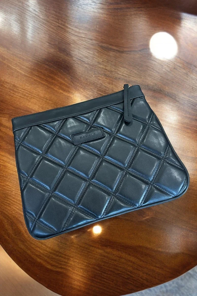 Bahels Quilted Black Special Design Women's Portfolio & Clutch Bag