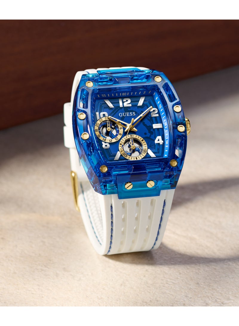 GUESS Mens White Blue Multi-function Watch - GW0499G6 - Image 3