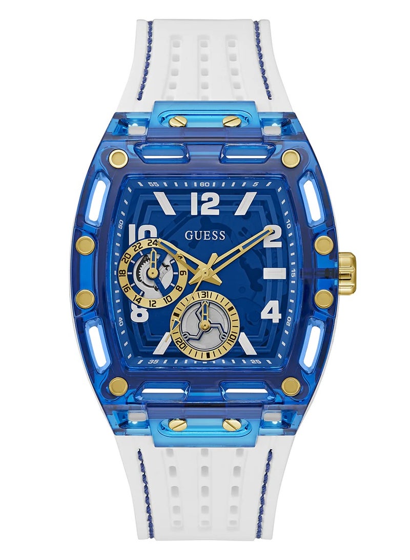 GUESS Mens White Blue Multi-function Watch - GW0499G6 - Image 1