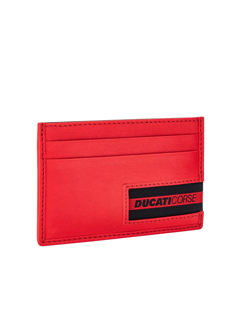 Ducati Corse Firenze Men's Genuine Leather Card Case Black/Red