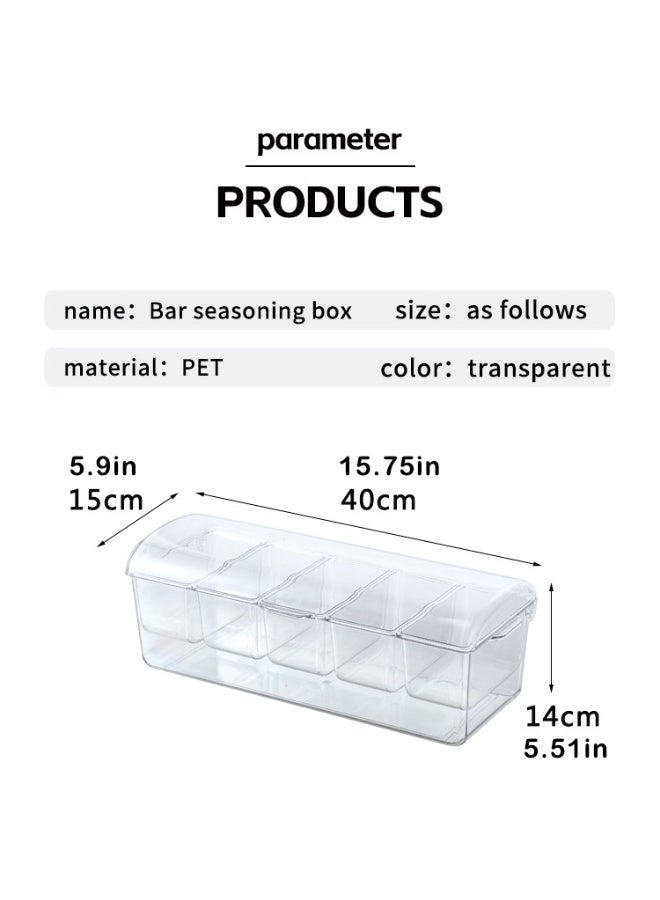 LOOPITYS Large Ice Chilled Condiment Caddy ，Chilled Condiment Containers Server with Lids for 5 (20 oz)Removable Compartments，Sushi Fruit & Salad Food Storage Box，Serving Platters, Fruit & Garnish Tray for Party Supplies & Bar Accessories - Image 5
