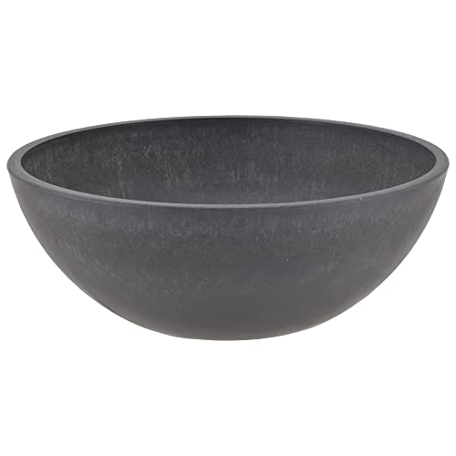 PSW Pot Collection M25DC 10-inch Plastic/Stone/Wood Composite Low Bowl Planter – No Drainage Hole (Drillable), Shallow Indoor/Outer Pot for Succulents, Bonsai, Fairy Gardens, Herbs, Dark Charcoal - Image 2