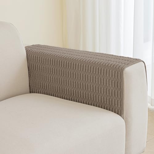 Muamar Couch Arm Covers Chair Arm Covers, Non Slip Sofa Arm Covers, Armrest Covers for Sofa, Furniture Covers Couch Protector Set of 2pcs (26x26inch, Brown) - Image 1