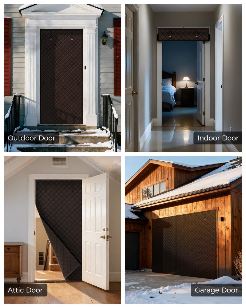Augblinds Thermal Insulated Door Curtain Fits Door Size 32 x 80 Inch, Oxford Cloth Thicken Cotton Filled, Curtain Size 35" x 82", Single Piece Door Insulation Blanket Cover for Cold in Winter, Brown - Image 5